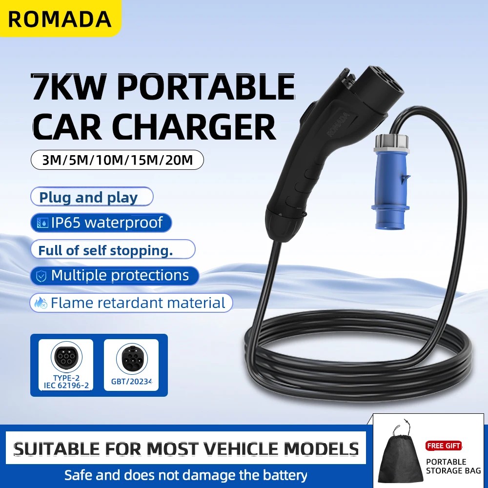 Ev Charger Adapter - 7KW 32A Elektrische Voertuig EV Draagbare