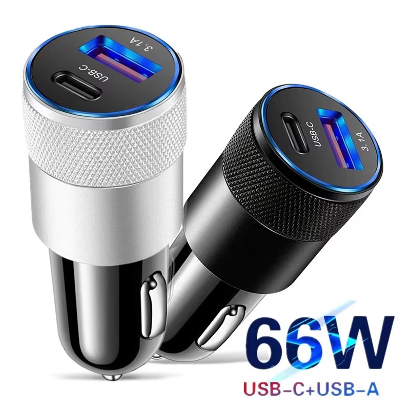 Fast Ev Charger - 66W USB-autolader, type C, voor snel