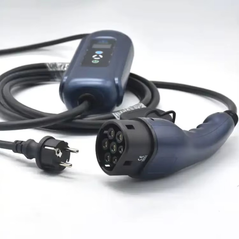 Portable Ev Charger - Draagbare elektrische voertuig blauwe besturingskast enkelfazig