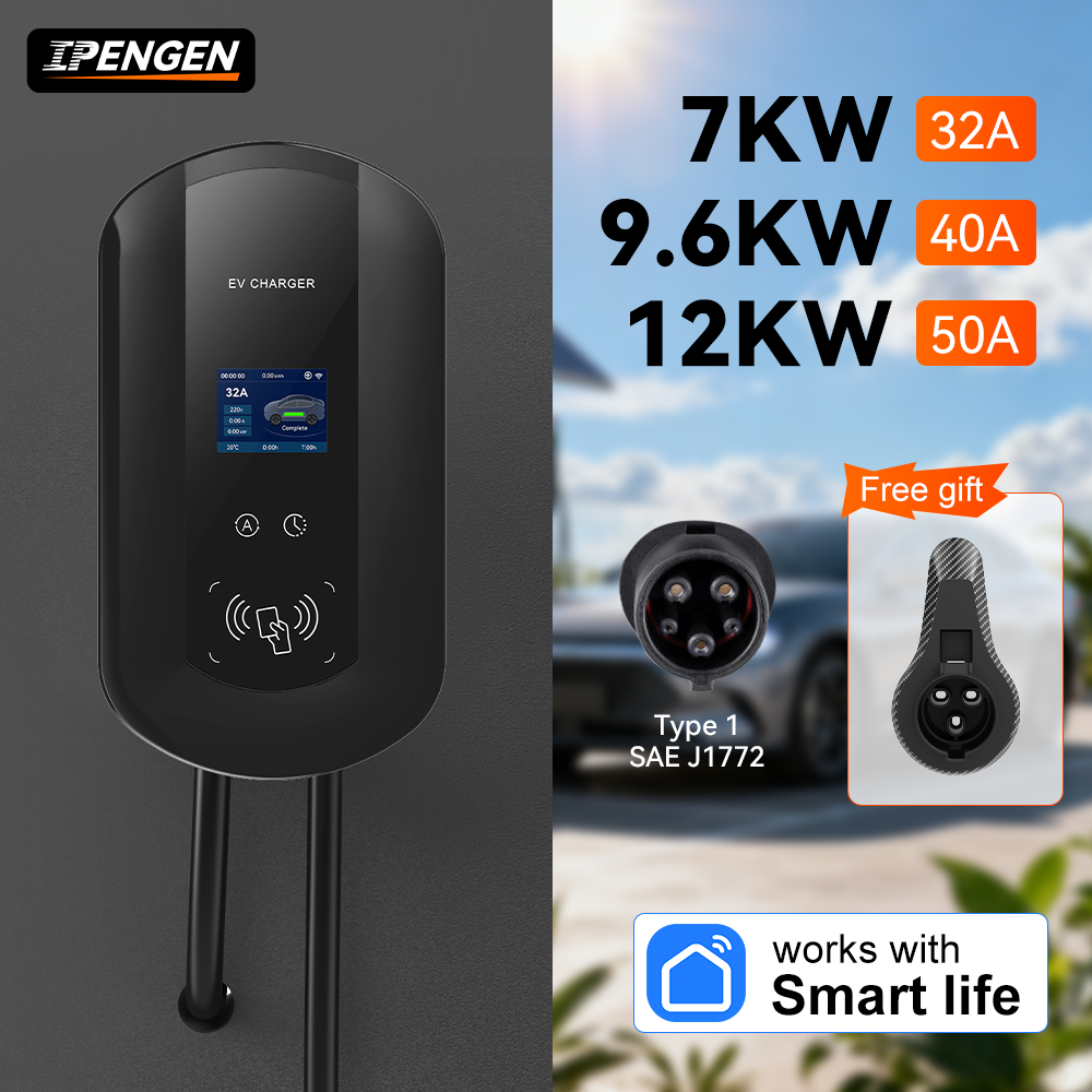 Ev Charging Cable - IPENGEN 32A/40A/50A EV-laadstation 7/9.6/11KW Elektrische voertuig-autolader