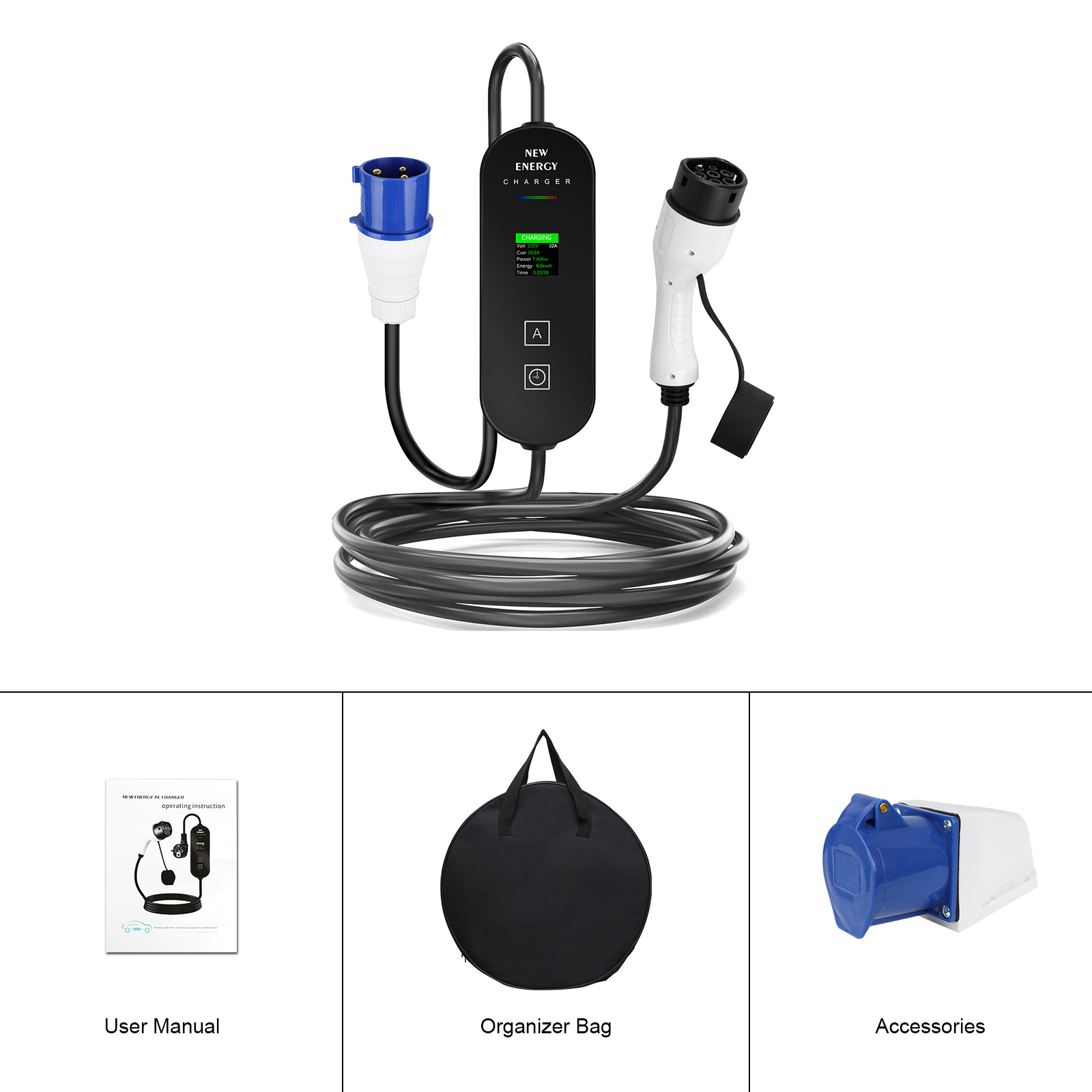EU/VK Stekker CEE 32A/16A Draa - Portable Ev Charger 32A Type 2 Cee Plug recensie en prijs