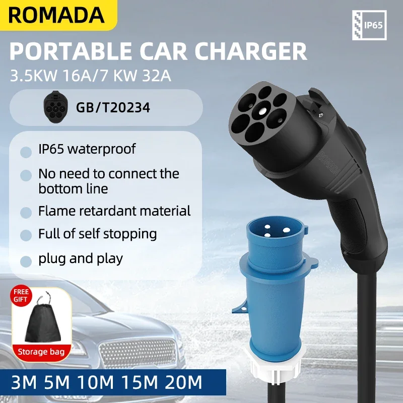 7KW 32A Elektrische Voertuig E - Ev Charger Adapter recensie en prijs