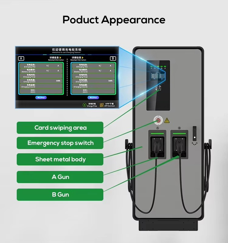 Dubbele DC EV-lader 40kW 80kW  - Ev Charging Pile recensie en prijs