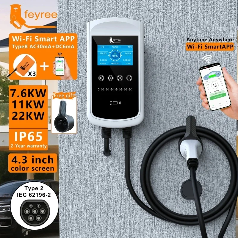 Feyree Type2 EV-lader 32A 7,6K - Wallbox Ev recensie en prijs