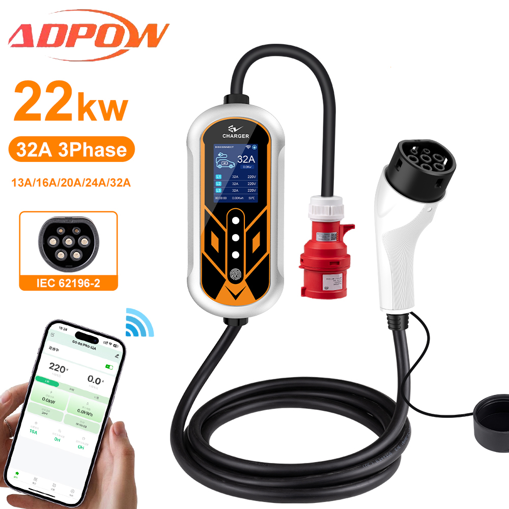 ADPOW Draagbare 32A Type2 EV-l - Portable Ev Charger 32A Type 2 Cee Plug recensie en prijs